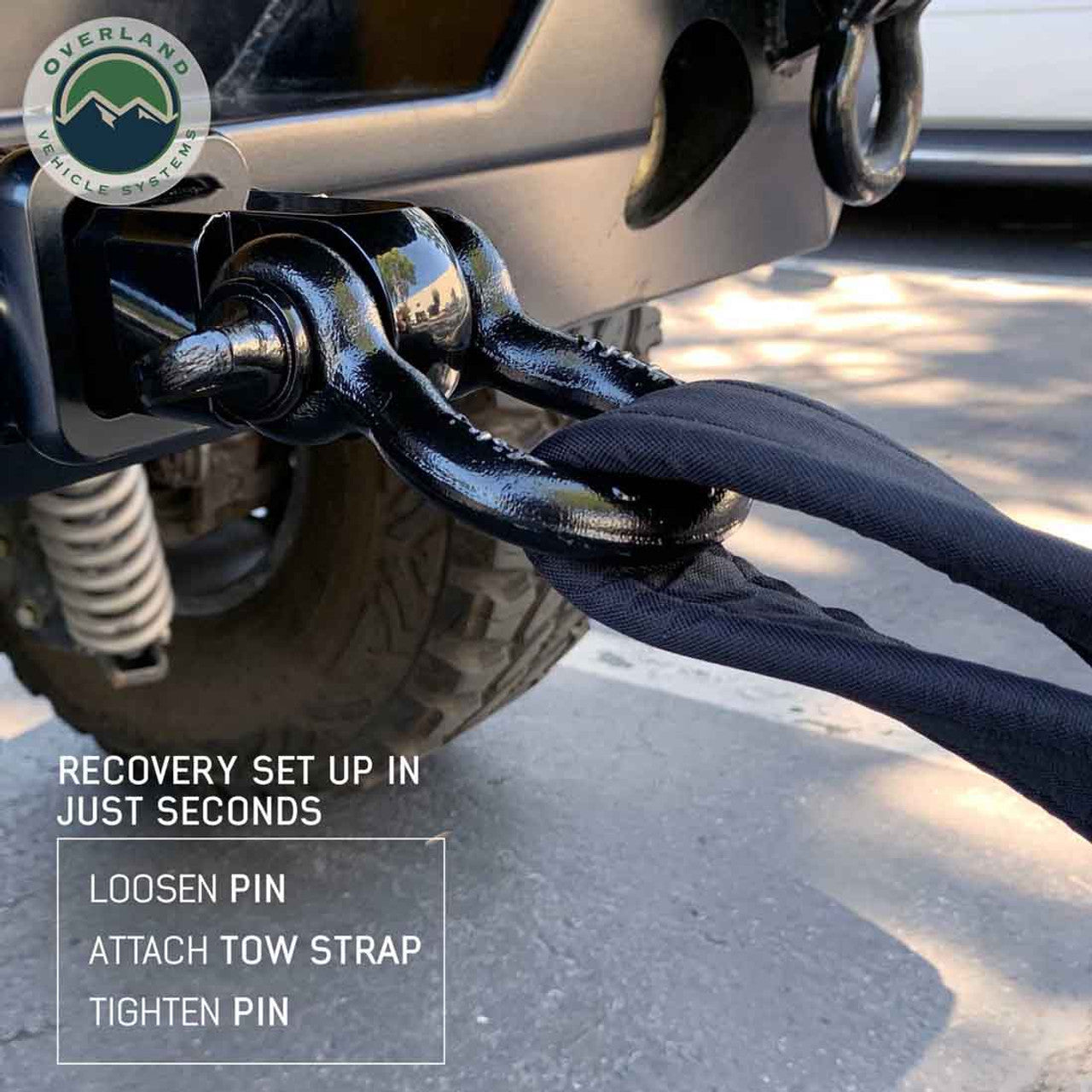 Receiver Mount Recovery Shackle – 3/4" 4.75 Ton Rated, Black (Universal)