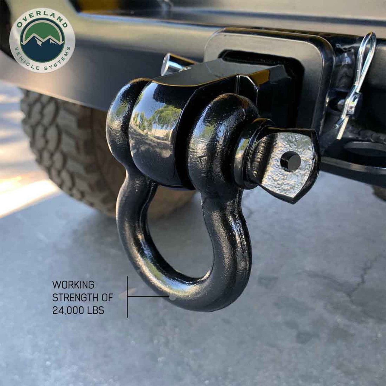 Receiver Mount Recovery Shackle – 3/4" 4.75 Ton Rated, Black (Universal)