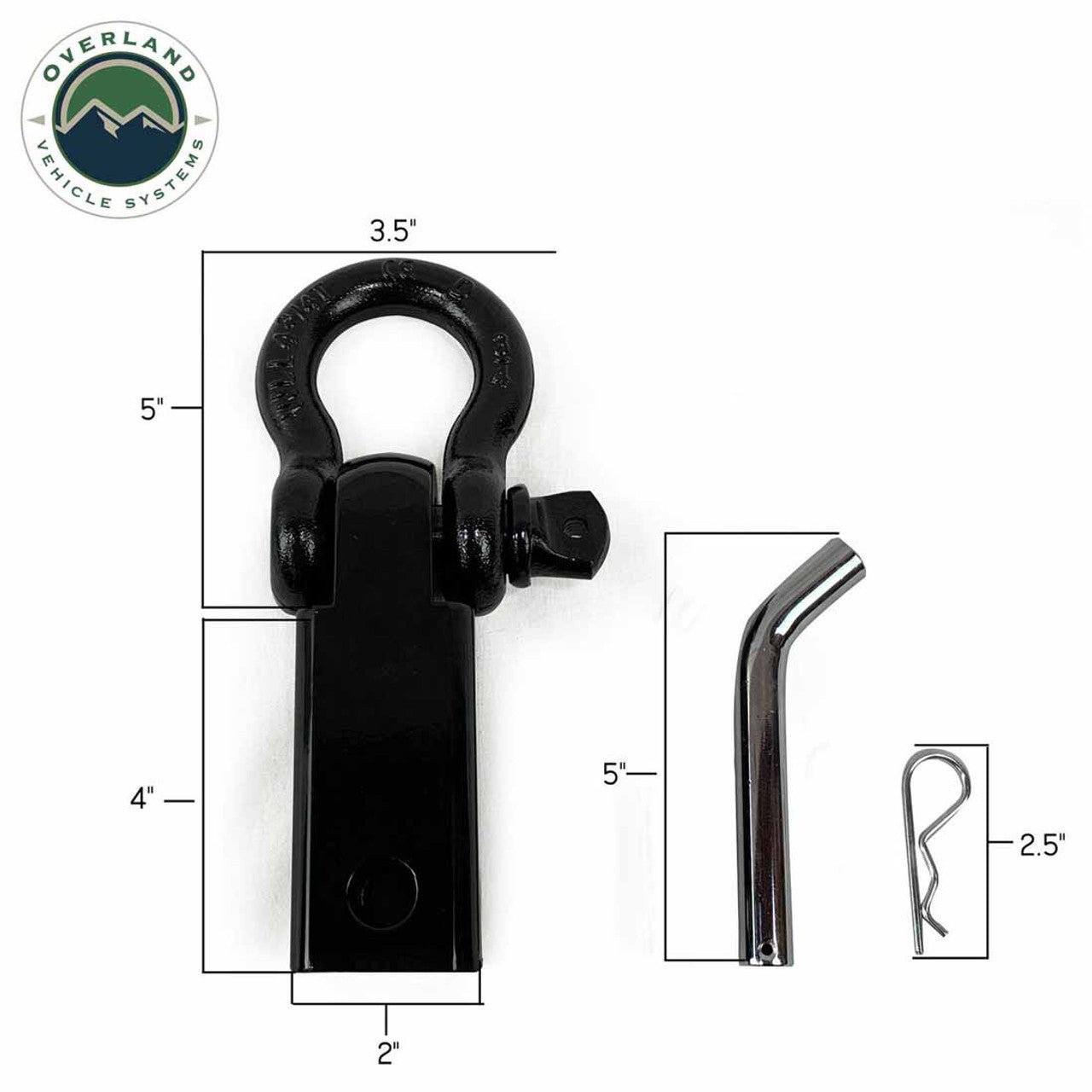 Receiver Mount Recovery Shackle – 3/4" 4.75 Ton Rated, Black (Universal)