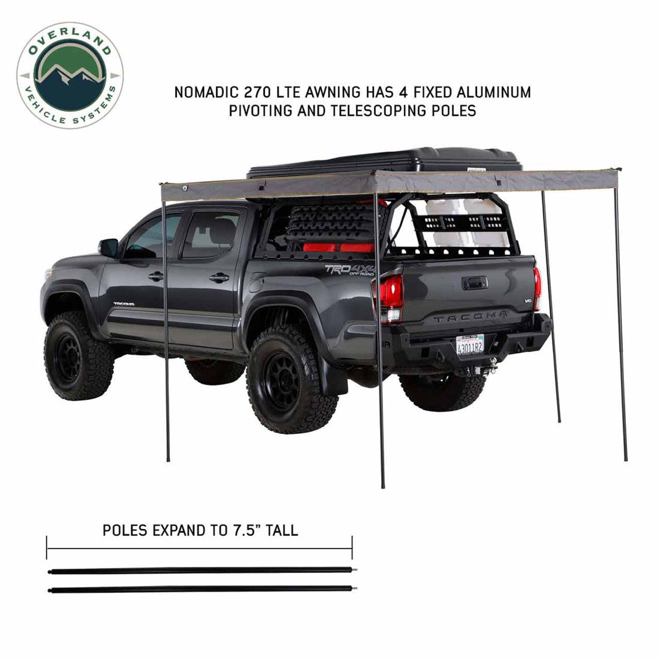 HD Nomadic 270LTE Awning – Driver Side – Dark Gray w/ Black Travel Cover