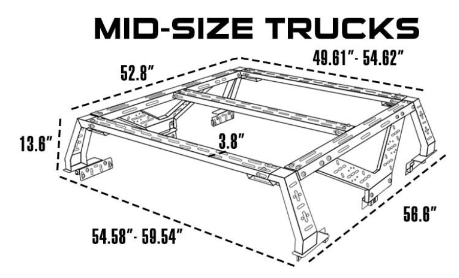 Universal Mid Height Rack For Pick Up Trucks