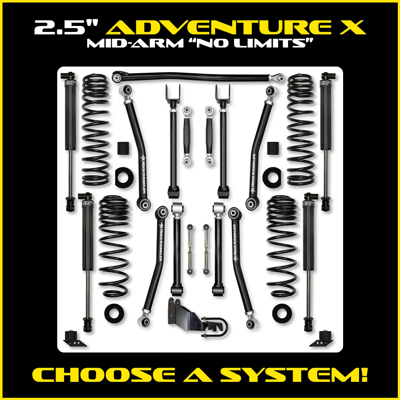 2.5" Adventure X “No Limits” Mid-Arm Suspension System for Jeep Wrangler JL (Gas Models)