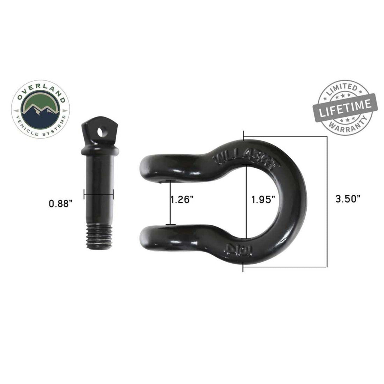 Recovery Shackle 3/4" D-Ring – 4.75 Ton, Black 
