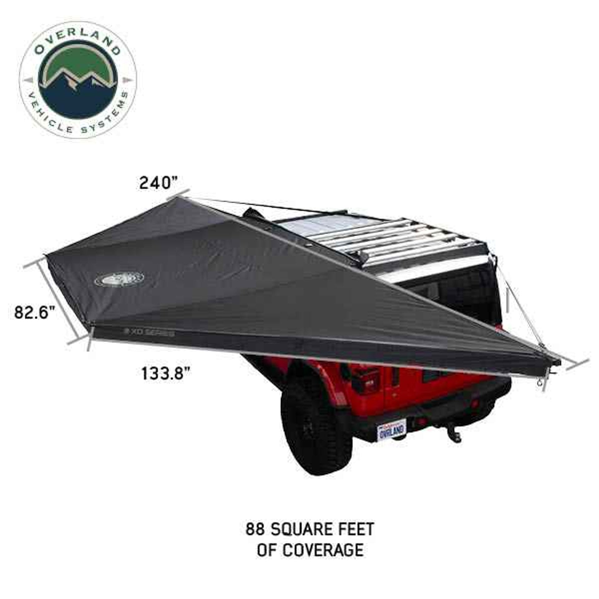 XD Nomadic 180° Awning – Black Body, Black Trim, w/ Travel Bag