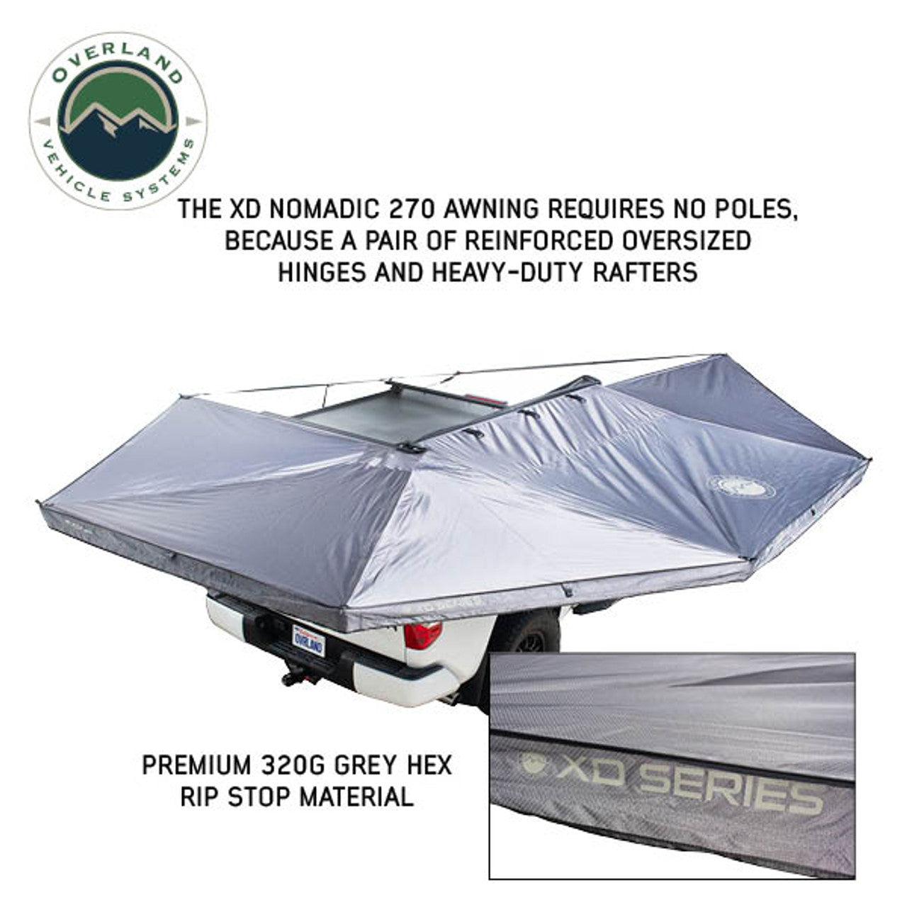 XD Nomadic 270° Awning w/ Lights & Blackout Grey Hex Fabric