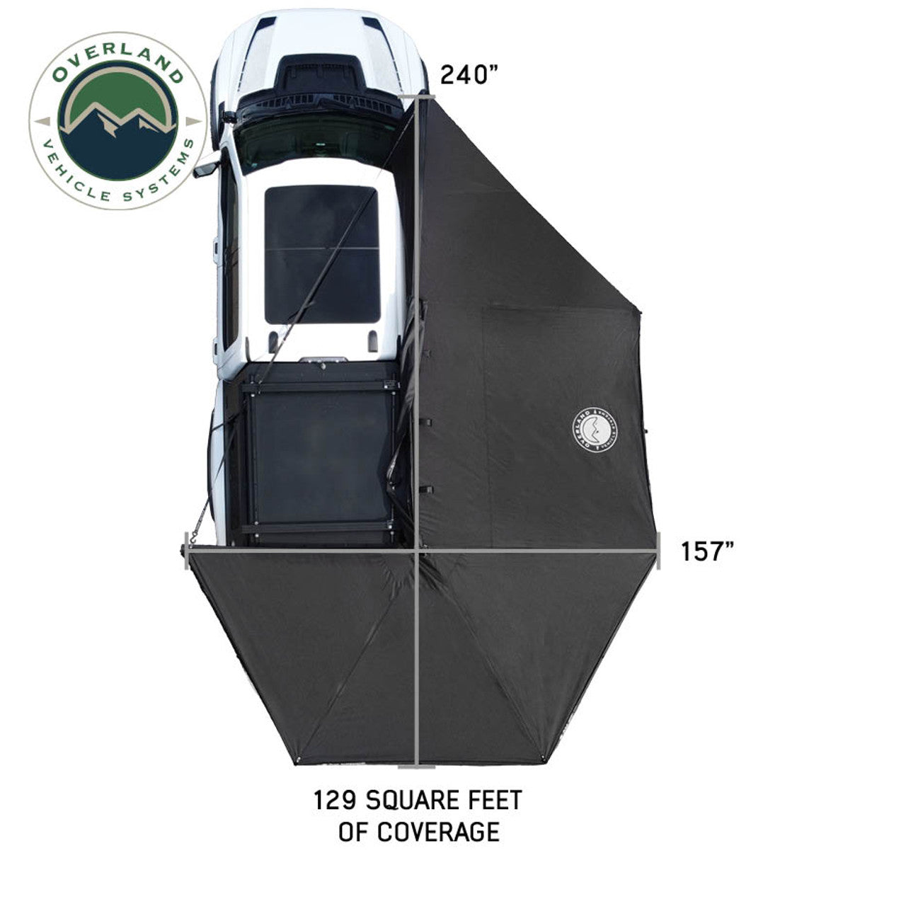 XD Nomadic 270° Awning w/ Lights & Blackout — Black Body, Grey Trim Black Cover