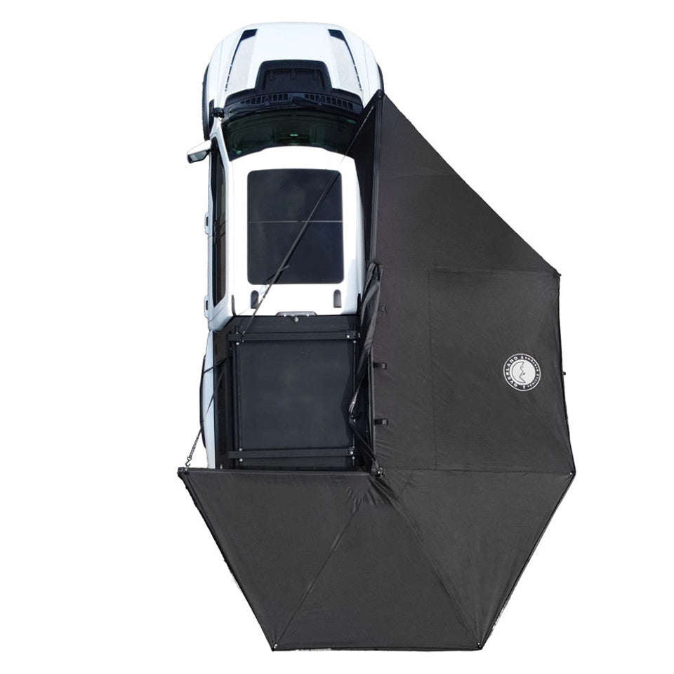XD Nomadic 270° Awning w/ Lights & Blackout — Black Body, Grey Trim Black Cover